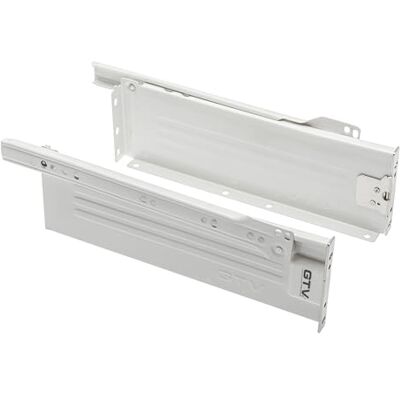 GTV , Metalbox PRESTIGE Sistema per cassetti, altezza = 150 mm, lunghezza = 500 mm, bianco, sistema di guida, guide con fissaggio regolabile GTV , Metalbox PRESTIGE Sistema per cassetti, altezza = 150 mm, lunghezza = 500 mm, bianco, sistema di guida, guide con fissaggio regolabile