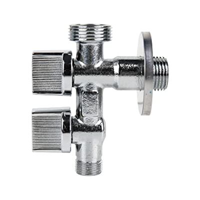Cofan Valvola a squadra con uscita doppia Dimensioni: 1/2" x 3/4" x 3/8" Realizzata in ottone CW617N Filettatura di ingresso del gas Cofan Valvola a squadra con uscita doppia Dimensioni: 1/2" x 3/4" x 3/8" Realizzata in ottone CW617N Filettatura di ingresso del gas