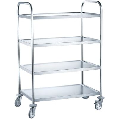 HENDI Carrello di servizio, cucina, ristorante, multiuso, 4 ripiani, 4 ruote girevoli, 2 con freno, carico massimo per ripiano 50 kg, piano di lavoro 794x539 mm, 905x585x(H)1245 mm, acciaio inox HENDI Carrello di servizio, cucina, ristorante, multiuso, 4 ripiani, 4 ruote girevoli, 2 con freno, carico massimo per ripiano 50 kg, piano di lavoro 794x539 mm, 905x585x(H)1245 mm, acciaio inox