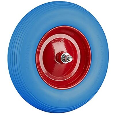 Relaxdays 2X Ruota per Carriola Gomma Piena con ASSE 4.80 4.00-8 di Ricambio, Carico Max 100 kg, Antipanne, Blu Rosso Relaxdays 2X Ruota per Carriola Gomma Piena con ASSE 4.80 4.00-8 di Ricambio, Carico Max 100 kg, Antipanne, Blu Rosso