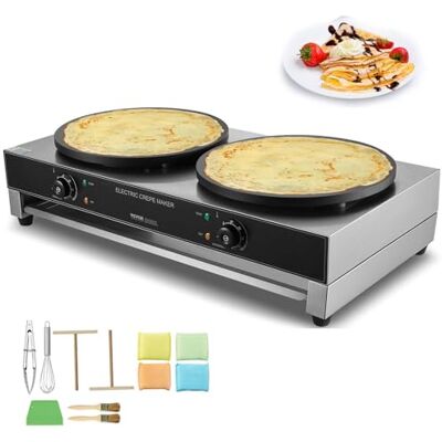 VEVOR Crepiera Elettrica, Macchina per Crepes Commerciale a Doppia Testa 406 mm, Piastra Crepes Piastra Piana 6000 W, Macchina in Acciaio Inox Antiaderente, Fornello Circolare, Senza Spina VEVOR Crepiera Elettrica, Macchina per Crepes Commerciale a Doppia Testa 406 mm, Piastra Crepes Piastra Piana 6000 W, Macchina in Acciaio Inox Antiaderente, Fornello Circolare, Senza Spina