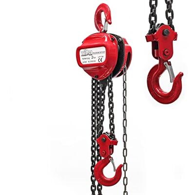 Wiltec Paranco a catena manuale, max 2000 kg, con catena di 3 m, sollevamento di 2,5 m per carichi pesanti Wiltec Paranco a catena manuale, max 2000 kg, con catena di 3 m, sollevamento di 2,5 m per carichi pesanti