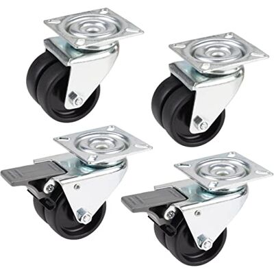 Dörner + Helmer Set di rotelle doppie per elettrodomestici, 4 ruote, 2 ruote con freno di stazionamento, ruote in plastica, portata 80 kg per rotella Dörner + Helmer Set di rotelle doppie per elettrodomestici, 4 ruote, 2 ruote con freno di stazionamento, ruote in plastica, portata 80 kg per rotella