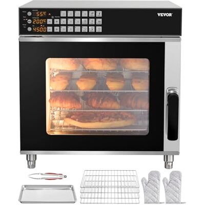 VEVOR Forno a Convezione Commerciale 58 L, Forno Tostapane a 4 Ripiani 2800 W con Porta in Vetro Temperato, Griglie Metalliche Vassoio per Clip Guanti Forno Elettrico in Acciaio Inox per Ristorante VEVOR Forno a Convezione Commerciale 58 L, Forno Tostapane a 4 Ripiani 2800 W con Porta in Vetro Temperato, Griglie Metalliche Vassoio per Clip Guanti Forno Elettrico in Acciaio Inox per Ristorante