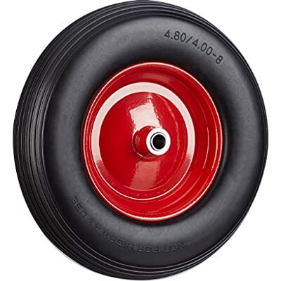 Relaxdays Ruota per Carriola 4.80 4.00-8 in Gomma Piena Cerchione di Acciaio, Antipanne, Carico max 100 kg, Nero Rosso Relaxdays Ruota per Carriola 4.80 4.00-8 in Gomma Piena Cerchione di Acciaio, Antipanne, Carico max 100 kg, Nero Rosso