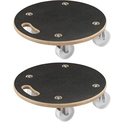 Wiltec Sottovaso con ruote, Set due carrellini di trasporto rotondi 380 x 110 mm, Carrello Portavaso, Spostavaso Wiltec Sottovaso con ruote, Set due carrellini di trasporto rotondi 380 x 110 mm, Carrello Portavaso, Spostavaso