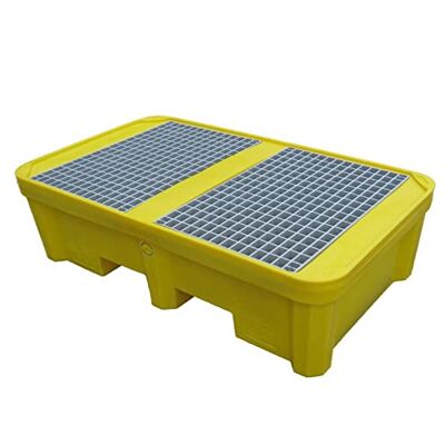 Mobil Plastic Vasca di contenimento liquidi in plastica (PE) con 2 griglie, per 2 fusti, capacità 305 Lt Mobil Plastic Vasca di contenimento liquidi in plastica (PE) con 2 griglie, per 2 fusti, capacità 305 Lt