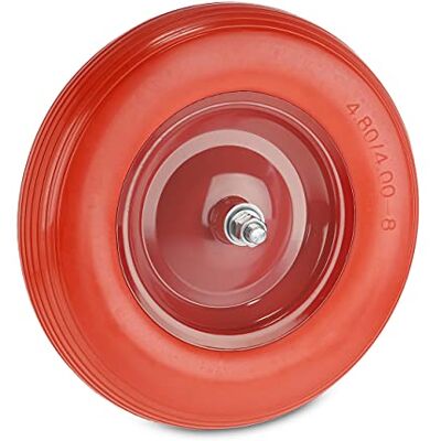 Relaxdays Ruote Carriola 4.80 4.00-8, Gomma Piena con Cerchione in Acciaio e ASSE, da Carrello, Fino 120 kg, Rosso Relaxdays Ruote Carriola 4.80 4.00-8, Gomma Piena con Cerchione in Acciaio e ASSE, da Carrello, Fino 120 kg, Rosso