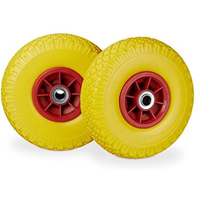 Relaxdays 2X Ruote per Carriola, in Gomma Antipanne, 3.00-4", ASSE 20mm, Max.80 kg, 260 x 85 mm, Giallo Rosso Relaxdays 2X Ruote per Carriola, in Gomma Antipanne, 3.00-4", ASSE 20mm, Max.80 kg, 260 x 85 mm, Giallo Rosso