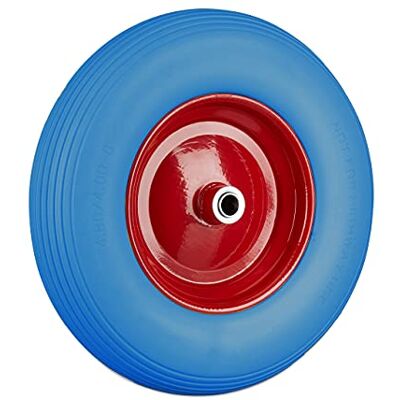 Relaxdays Ruota per Carriola 4.80 4.00-8 in Gomma Piena Cerchione di Acciaio, Antipanne, Carico 100 kg, Blu Rosso Relaxdays Ruota per Carriola 4.80 4.00-8 in Gomma Piena Cerchione di Acciaio, Antipanne, Carico 100 kg, Blu Rosso