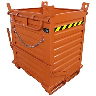 Mobil Plastic Contenitore a fondo apribile in lamiera, fondello doppio, Mis. 1000 L x 800 P x 1260 H mm, arancio RAL 2004 Mobil Plastic Contenitore a fondo apribile in lamiera, fondello doppio, Mis. 1000 L x 800 P x 1260 H mm, arancio RAL 2004
