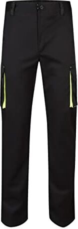 Velilla Stretch Bicolore Pantaloni, Nero (Giallo Fluo), 40