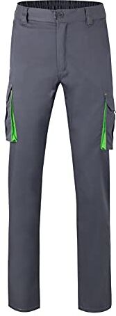 Velilla 103024s Pantalón Stretch Bicolor Multibolsillos Color Gris Y Verde Lima Talla 46 Multitasche Grigio Lime, Taglia Unisex-Adulto