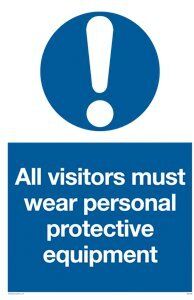 Viking Cartello "All Visitors Must Wear Personal Protective Equipment", 1 mm in plastica semi-rigida, 200 mm di altezza x 150 mm di larghezza