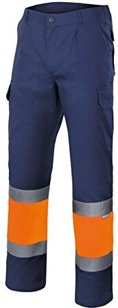 Velilla Pantaloni alta visibilità (Taglie S) colore blu marino e arancione fluo