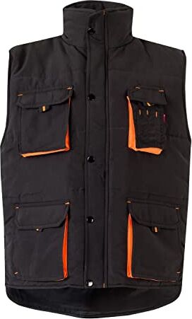 Velilla 205902 Gilet imbottito bicolore multitasche colore nero e arancione, taglia S