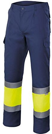 Velilla Pantaloni alta visibilità (Taglie XXXL) colore blu marino e giallo fluo