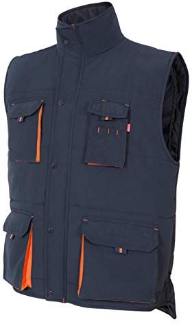 Velilla 205902 Gilet imbottito bicolore multi-tasca; colore blu navy e arancione; taglia L