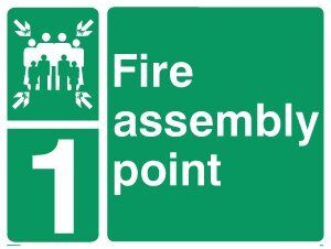 Viking segni SY475 (1) -a3l-3 m 1 " Fire Assembly Point Sign, 3 mm, in plastica, 300 mm altezza x 400 mm larghezza