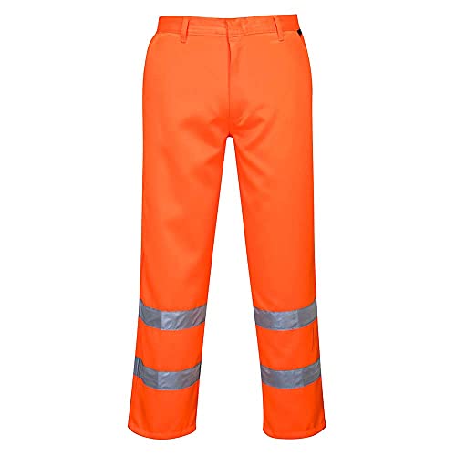 Portwest E041 Pantaloni Poliestere-Cotone Hv, Arancione, XL