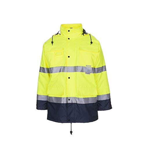 Planam Parka 052 Parka "Protezione di avvertimento", taglia L, colore: Giallo/Blu marino, 1 pezzo