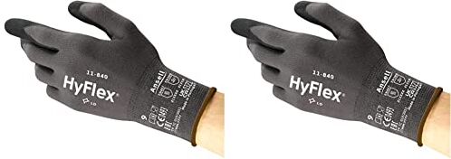 Ansell HyFlex 11-840 Guanti da Lavoro Professionali, Rivestimento in Nitrile Resistente all'Abrasione, Nero, XL (5 Paia) & HyFlex 11-840 Guanti da Lavoro Professionali, Nero, Taglia S