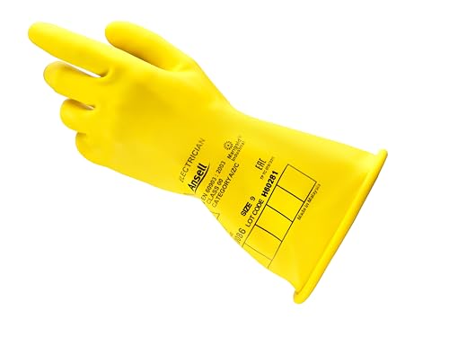 Ansell ActivArmr Guanti Dielettrici per Elettricisti, Classe 00 (Tensione fino 500V), Protezione per Lavori Elettrici, Lattice di Gomma Isolante, 36cm, Giallo, Taglia 2XL (1 Paio)