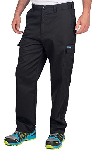 Goodyear classico regular fit, pantaloni cargo in poliestere/cotone, Size 40/40, Black/Royal Blue, 1