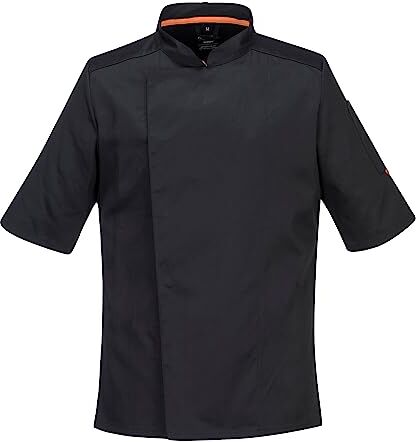 Portwest C738 Giacca Da Cuoco Professionale Con Rete D'aria Per Uomo Nero, XL