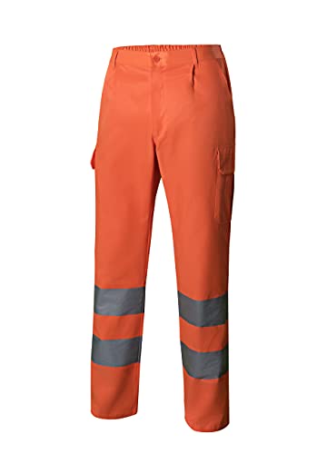 Velilla 303006 Pantaloni Multitasche ad Alta Visibilità, Colore Arancione Fluoro, Taglia M
