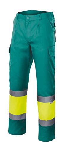 Velilla Pantaloni alta visibilità (Taglie L) colore verde e giallo fluo