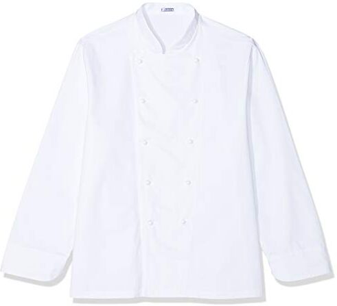 Isacco Giacca Cuoco Classica Bianco, Bianco, 3XL, 100% Cotone, Manica Lunga, Bottoni antipanico Tessuto 210 gr/m²