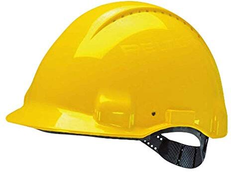 3M Peltor G 3000 Series Elmetto di Protezione con Uvicator senza Cricchetto e Fascia Antisudore in Pelle, Giallo