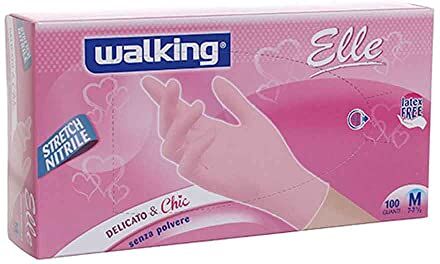 WALKING Guanti in Nitrile Monouso  Elle Rosa (Medium)