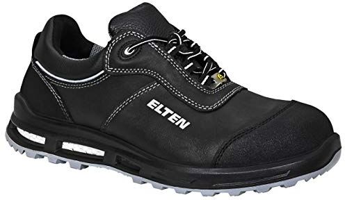 ELTEN Scarpe Antinfortunistiche Reaction XXT Low ESD S3, Uomo, Pelle, Puntale in plastica (più Leggero del Puntale in Acciaio), Leggero, Robusto, Nero/Grigio, Misura: 47