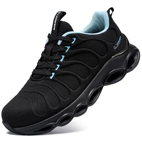 LARNMERN Scarpe Antinfortunistiche Moda Scarpe Antinfortunistica Leggere Comodo con Punta in Acciaio Ammorti Scarpe da Lavoro Traspiranti(Azzurro Polvere,37EU)