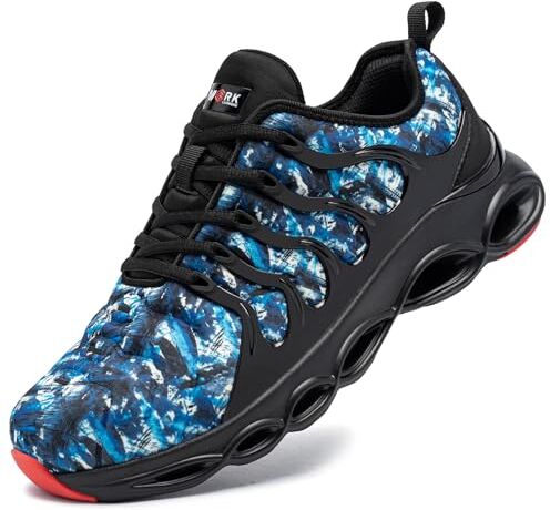 LARNMERN Scarpe Antinfortunistiche Uomo Leggere Scarpe Antinfortunistica Comodo Moda con Punta in Acciaio Traspiranti Scarpe da Lavoro Ammorti(Colore dei Graffiti M,40.5EU)