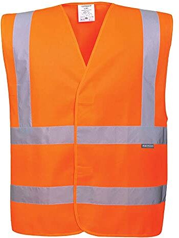 Portwest C470 Gilet ad Alta Visibilità, con Due Bande e Bretelle, Arancione, S/M