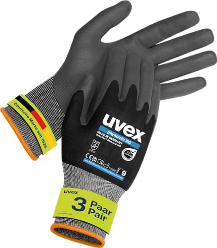 Uvex 3 paia di guanti da lavoro phynomic XG Guanti di protezione per il lavoro EN 388 Grigio/Nero 12/3XL