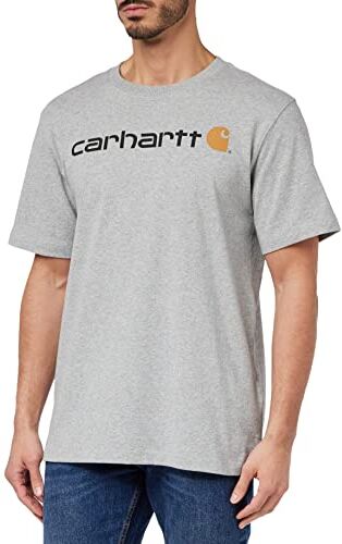 Carhartt T-Shirt Pesante, Vestibilità Comoda, Manica Corta, Grafica Del Logo, Uomo, Grigio (Heather), S