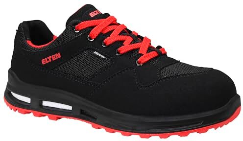 ELTEN Scarpe Antinfortunistiche Lakers XXT Low ESD S1P, Donna e Uomo, Tessuto, Puntale in plastica (più Leggero del Puntale in Acciaio), Leggere, Sportive, Nero/Rosso, Taglia: 41