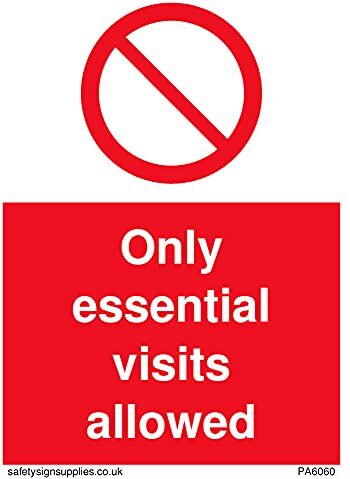 Viking Confezione da 5 – simbolo di divieto Only essential visits allowed Sign – 75 x 100 mm – A7P