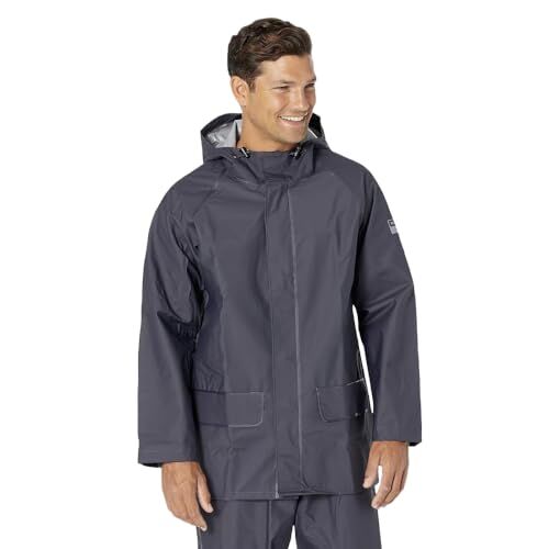 Helly Hansen Abbigliamento da lavoro Mandal Giacche impermeabili regolabili per uomo Cappotto antipioggia protettivo resistente e confortevole rivestito in PVC, Classic Navy M