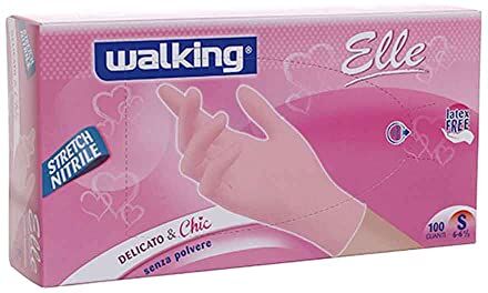 WALKING Guanti in Nitrile Monouso  Elle Rosa (Small)