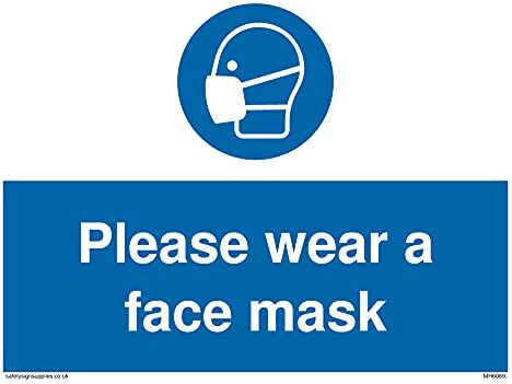 Viking Confezione da 5 – Cartello con scritta "Please wear a face mask sign" – 200 x 150 mm – A5L