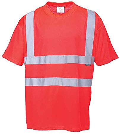 Portwest S478 Hi-Vis Maglietta Manica Corta Alta Visibilità, Rosso