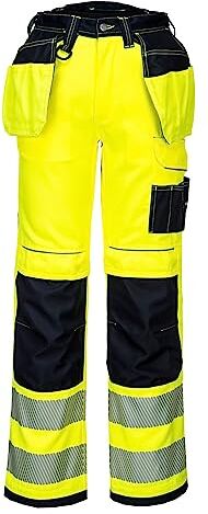 Portwest T501 Pantaloni da Lavoro con Tasca Rinforzata PW3 Hi Vis Giallo/Nero, 46