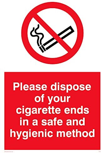 Viking Confezione da 5 cartelli con scritta "Dispose Of Cigarette Ends Safe And Hygienic", 100 x 150 mm, formato A6P