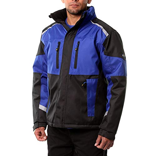 Goodyear Workwear GYJKT014 Giacca di sicurezza da lavoro, impermeabile, antivento, traspirante, in tela, imbottita, colore: nero/blu reale, XL