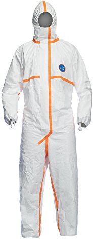 DuPont Tyvek 800J   Indumenti di protezione chimica con cappuccio, categoria III, tipo 3-B, 4-B, 5-B e 6-B   Bianco   Robusto e leggero   Taglia L